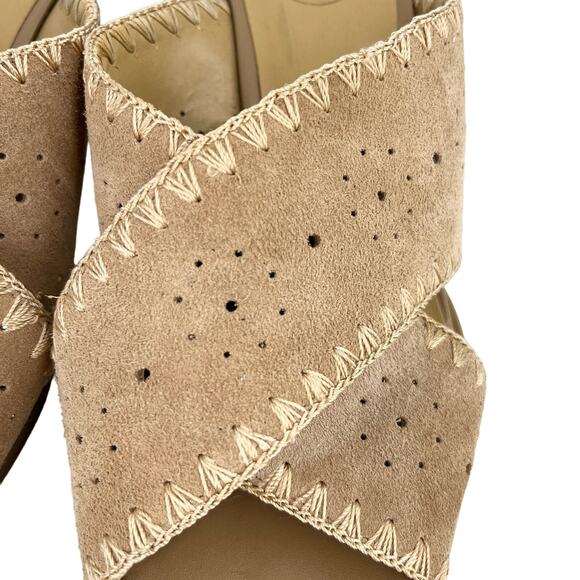 Jack Rogers Blakely Oak Suede 3" Block Heel Sandals 9.5M Tan - Picture 10 of 12